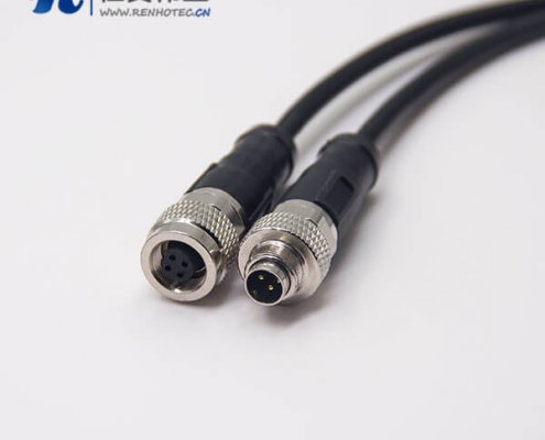 4芯電纜接插件直式公轉母組裝電纜接頭