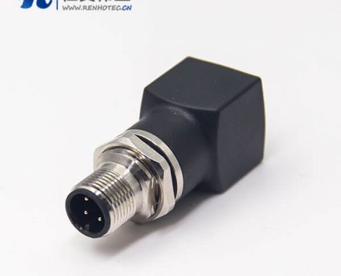 m12公頭轉rj45母頭轉接頭m12直式4pin穿墻轉rj45直型接插件