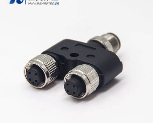 m12公母轉換頭4pin兩母頭轉一公頭Y型