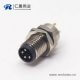 m8 pcb 接插件4pin直式公頭前鎖板焊線(xiàn)式防水插座